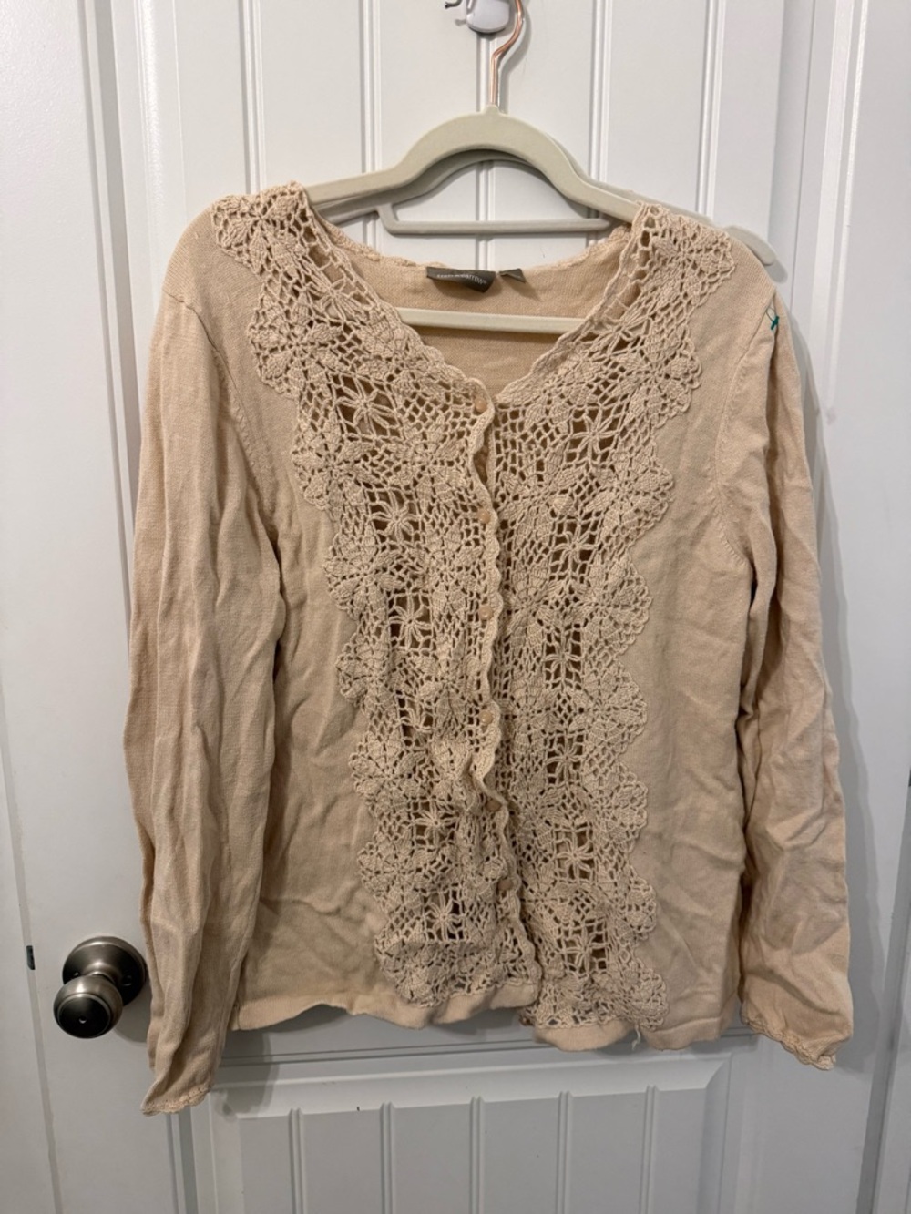 croft & barrow Beige Crochet Front Women's Sweater